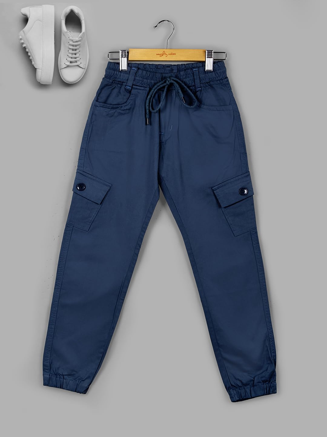 Naughty Ninos Pantalones cargo de algodón verde azulado para niños de 5 a 15 años
