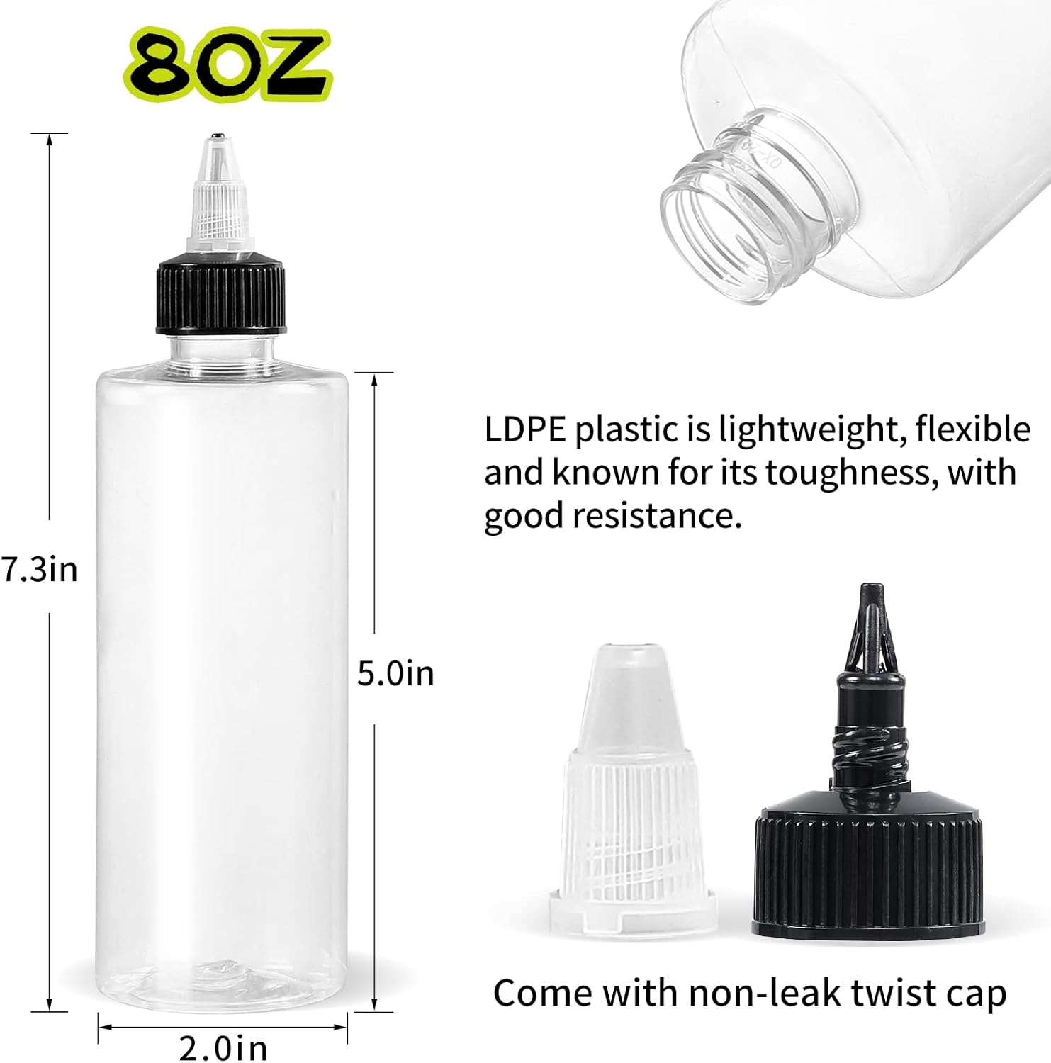 22Pack 8oz Plastic Squeezing Bottles, Clear Oil Dispenser Dropper Bottle Applicator with Twist Top Cap and Leak-Proof Inner Gasket for Crafts, Art, Glue, Paint and More (8 OZ) thumbnail