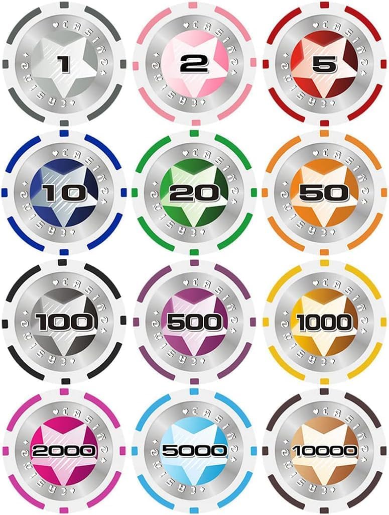 25PCS Poker Chips - Laser Chips Metal Core 14 Gram Texas Holdem Blackjack Casino Games Chips for Counting Markers Math Learning Poker Chips (Color : 25pcs, Size : $50)