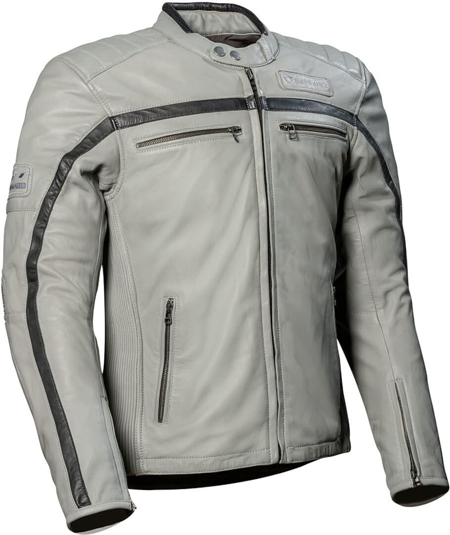 Difi Houston Motorrad Lederjacke, hellgrau/schwarz, 54