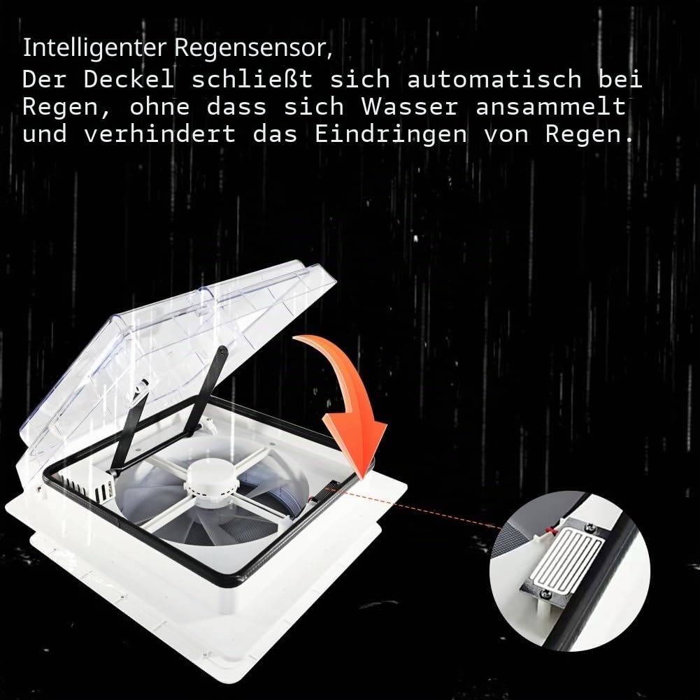 ZOIZ 12V Wohnmobil Dachventilator 360 mm, RV Dachlüfter mit transparentem Deckel, Fernbedienung, reversibel Abluft & Zuluft, extrem leise für Wohnwagen Camper, UV-beständig