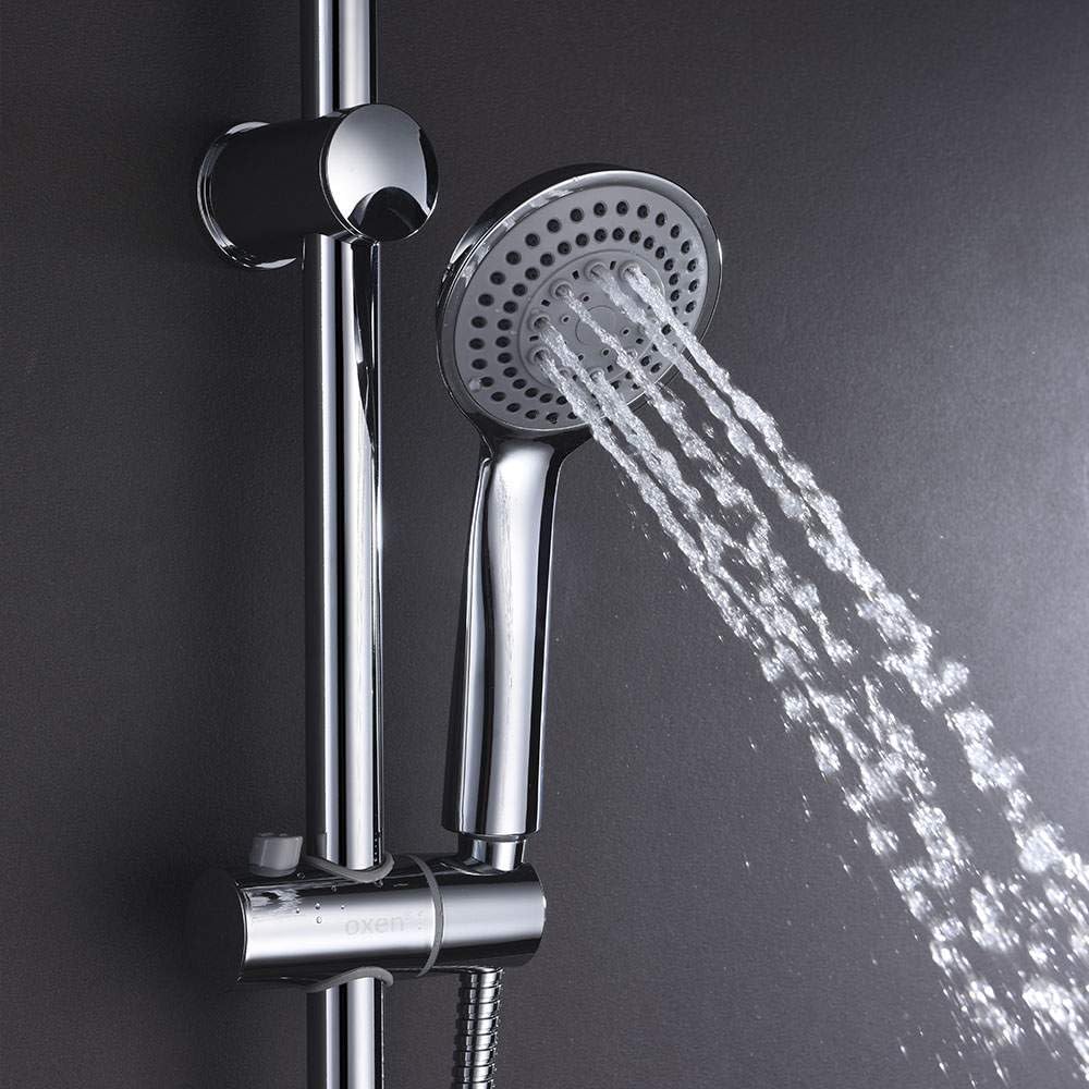 Kit de ducha de mano con 3 posiciones hidromasaje TRE con barra ducha y flexo de acero inoxidable. Ducha y soportes en ABS y barra de acero inox. con acabados en cromo brillo. Recambios originales.