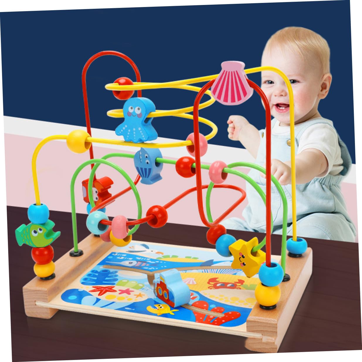 GARVALON Gioco Didattico Labirinto di Perline 1 Pz in Legno per Bambini | Decorazioni Scuola, per Compleanno e Festività, Superficie Liscia senza Bava, Aiuta la Presa