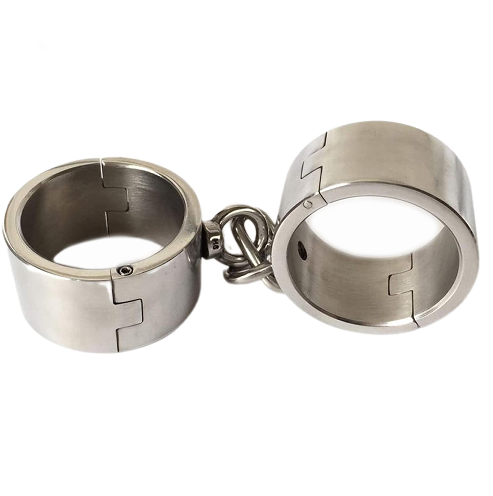 1 Paar Ca. 900G Schwer Edelstahl Handschellen/Handfesseln, 4cm Hohe Abschließbar Handgelenk Handcuffs Slave Fetisch Fesseln Flirtspiel BDSM Sex Spielzeug für Paare,Male Oval