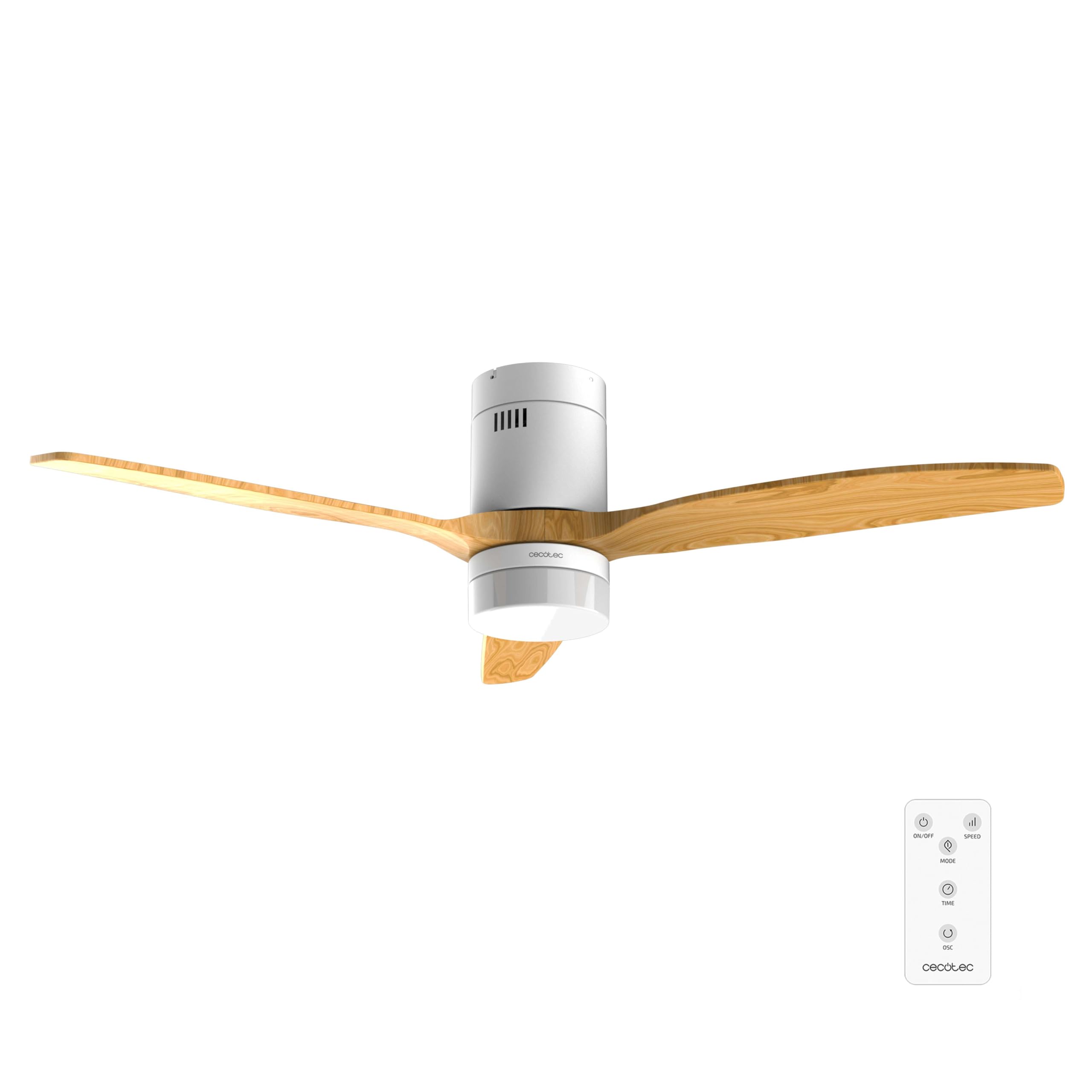 Cecotec Ceiling Fan with Light with Remote Control EnergySilence Aero 4600 Arctic White&Sand. DC Motor 38W, Diameter 132 cm, LED Lamp 18W, 3 Blades, 6 Speeds, Timer 8h