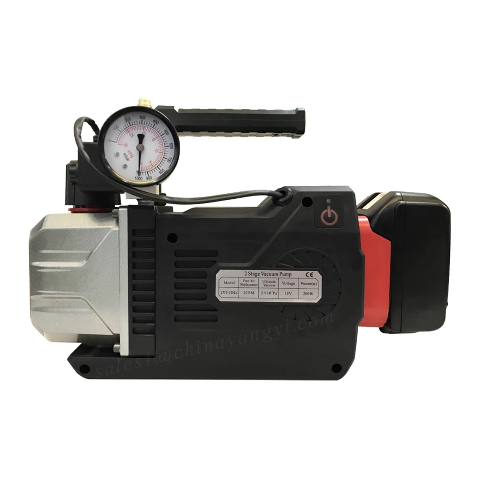 VSPPJYFG 18V DC Brushless Battery Vacuum Pump with Vacuum Gauge and Solenoid Valve Cordless Refrigerant Vacuum Pump 2CFM for R32 R1234YF