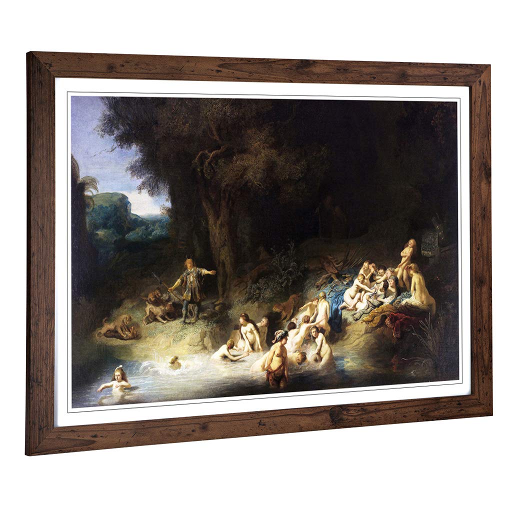 Big Box Art Framed Print of Rembrandt Diana and Actaeon Anholt Castle Design | Wall Art Picture | Home Decor for Kitchen, Living Room, Bedroom, Hallway, Walnut, A2 / 24.5x18 Inch / 62x45cm