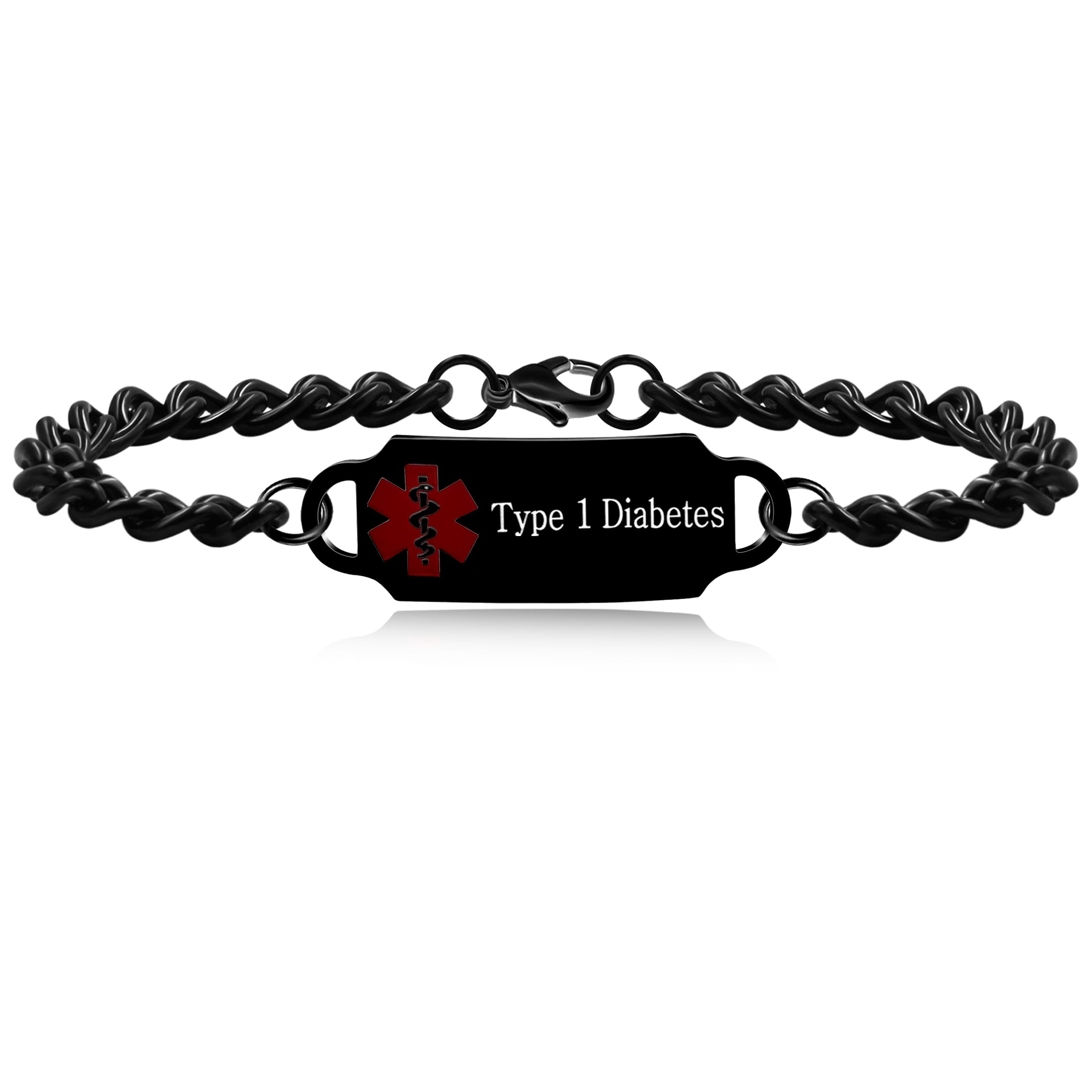 Uloveido Braccialetto Medico Identificativo In Acciaio Inox Con Smalto E Simbolo Malocchio – Incisione Gratuita Personalizzata - 3