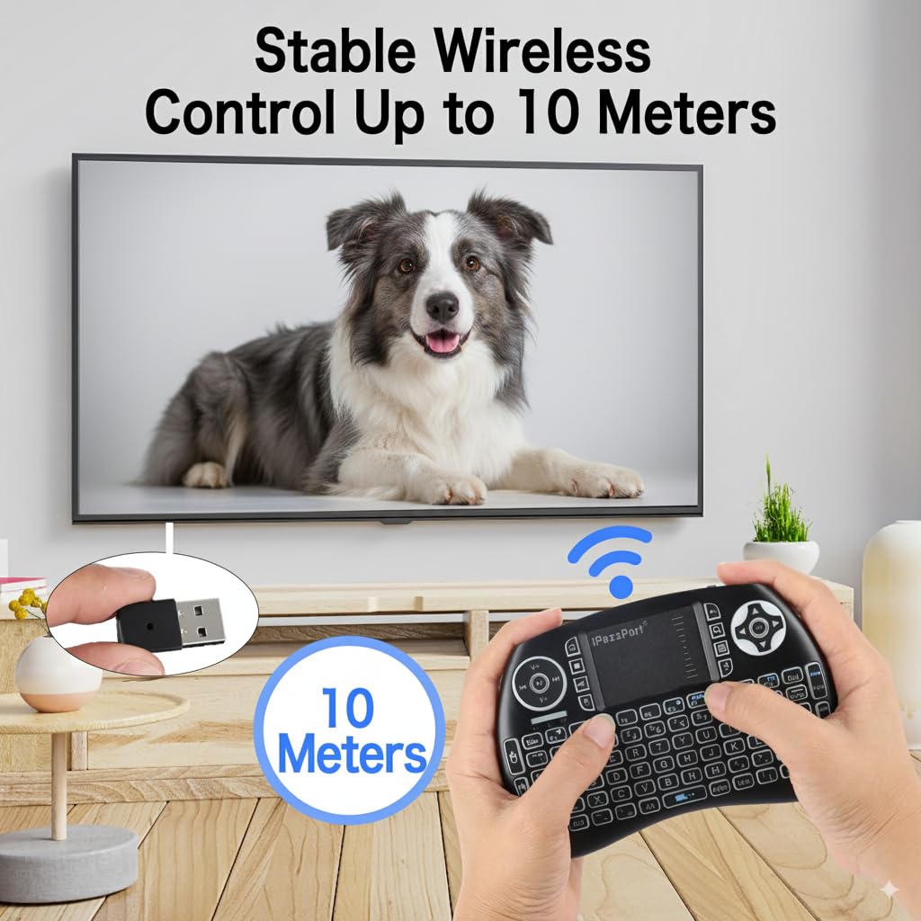 Mini Bluetooth e tastiera wireless a doppia modalità da 2,4 GHz con touchpad. | Retroilluminato a 3 colori, batteria al litio ricaricabile, portatile palmare, tasti di scelta rapida multimediali