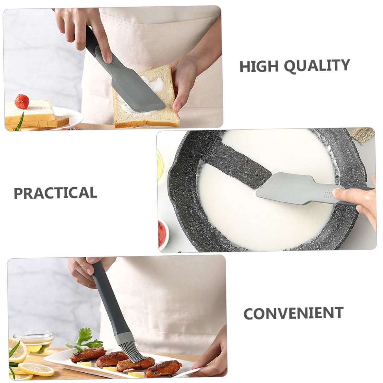 COLLBATH Oil Brush Scraper Baking Kitchen Cooking Tool Silicone Baking Tool Flexible Bowl Scraper Heat Resistant for Home Use