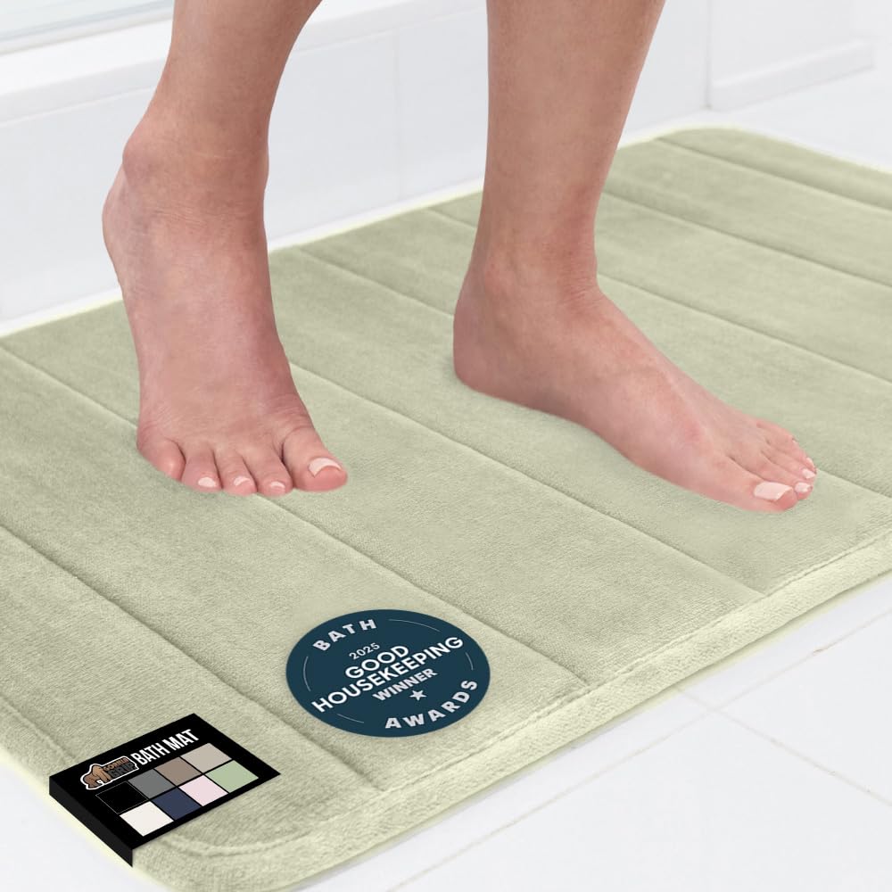 GORILLA GRIP Memory Foam Bath Mat, Soft Absorbent US Designed Bathroom Rug, Gripping Dots Machine Washable Bathmat, Cushioned Floor Mats, Shower Sink