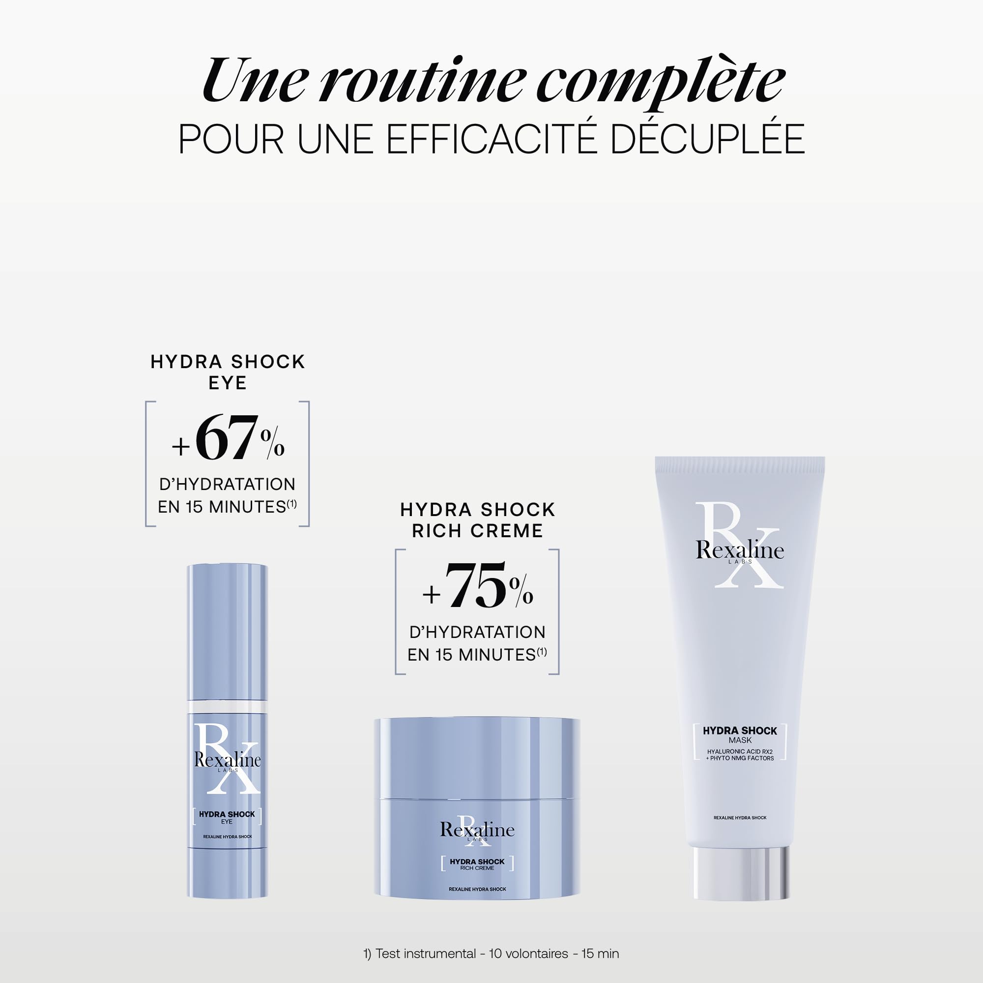 Rexaline Hydra Shock Mask – Masque Repulpant & Hydratant Intense – Acide Hyaluronique RX2, Camomille & Vitamine E – Teint Éclatant & Peau Lissée – Tous Types de Peaux – 75ml