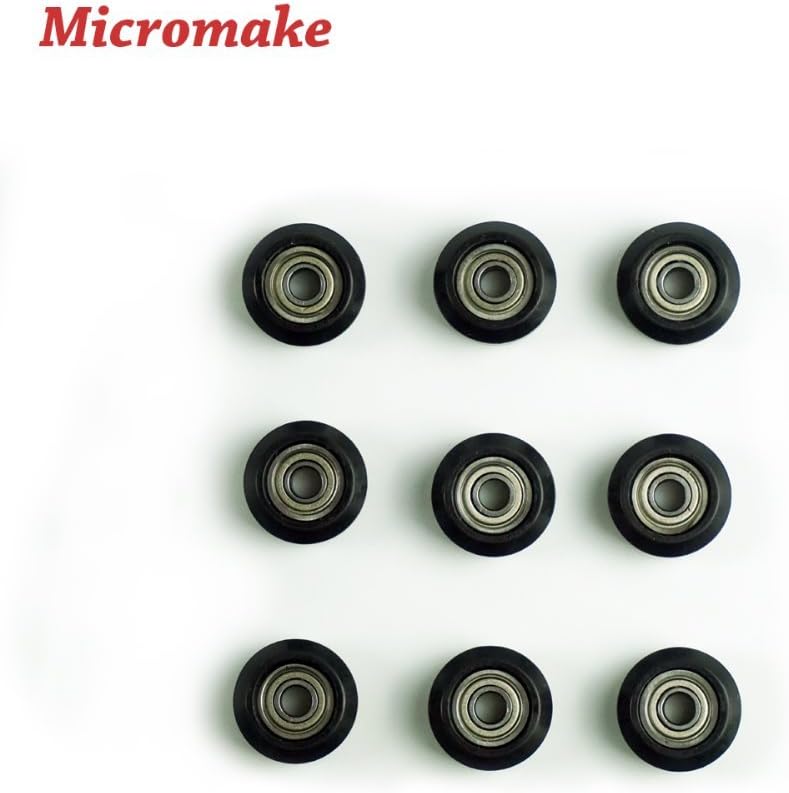 Micromake 3D Printer Parts 9pcs/lot DIY Black Pulley Parts Pulley Wheel New Injected Plastic Wheel suitable for V-Slot Profile