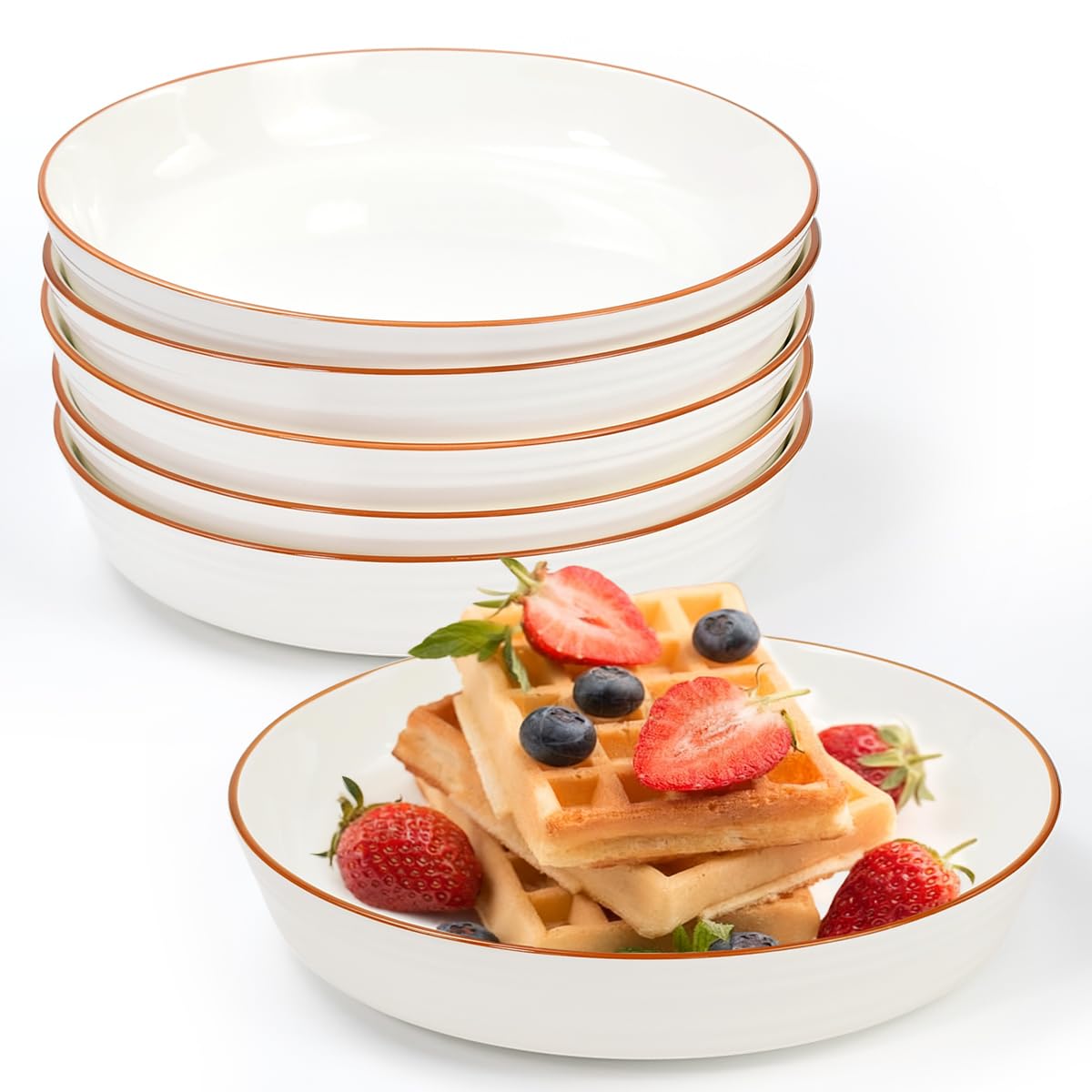 Assiettes À Petit-Déjeuner Assiettes Pour Enfants Avec Rebord Lavables Au Lave-Vaisselle Plates Service De Table Blanc Fabriquées En Porcelaine Pour Servir Plates 6 Personnes