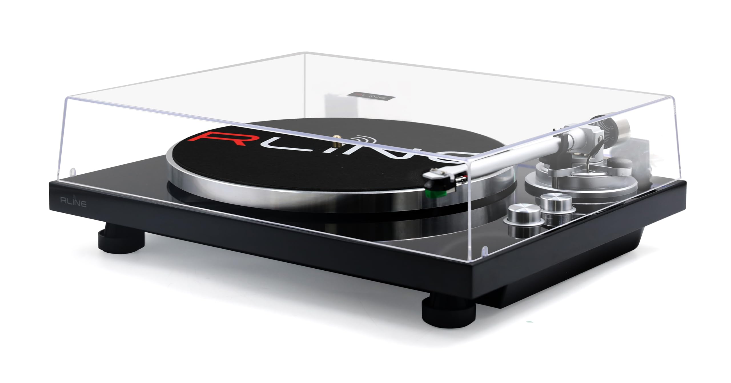 RLINE - Giradischi Vinili Bluetooth Nero Lucido, Lettore Vinili 33 e 45 Giri, Piatto 12" in Alluminio Pressofuso, Cartuccia Magnetica VM-95E, Pre-amplificatore Attivabile, Funzione Anti-Skating