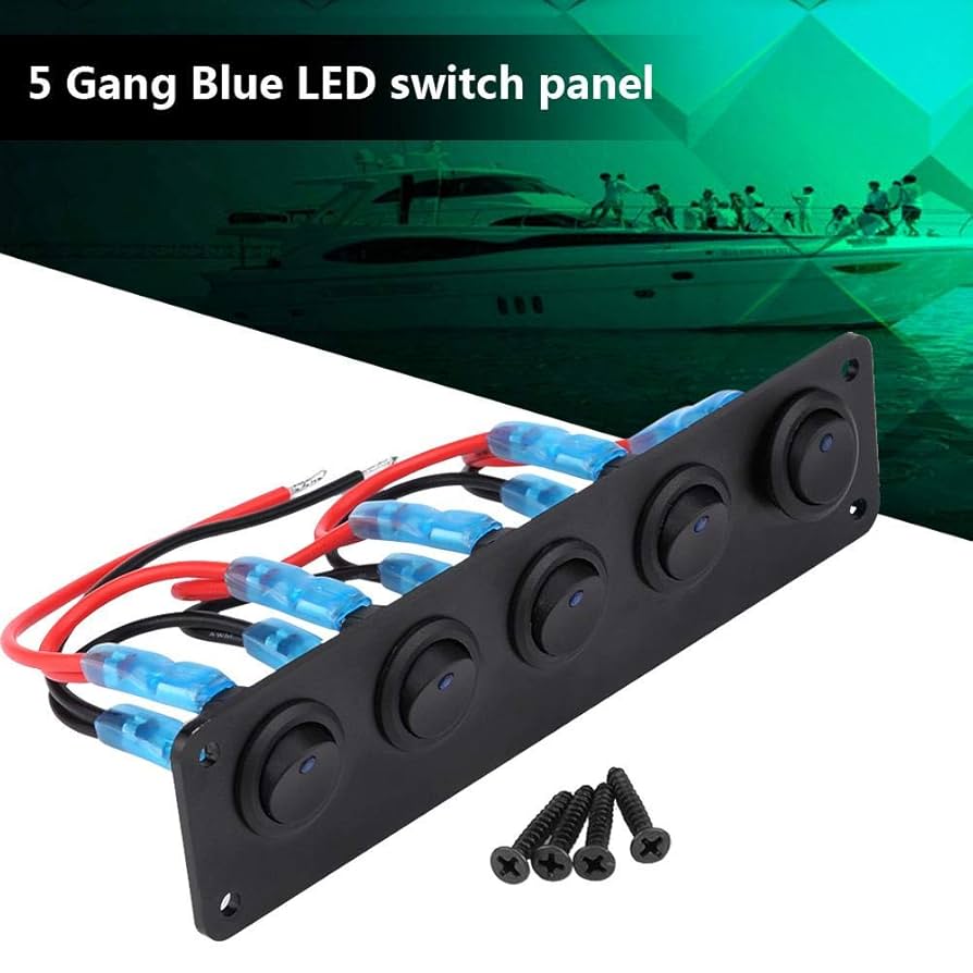 Marine Switch Panel Waterproof 12v 24v 4 Gang LED Waterproof Marine Boat Toggle Switch Panel With 5 Breakers And Usb Rocker Switch Panel