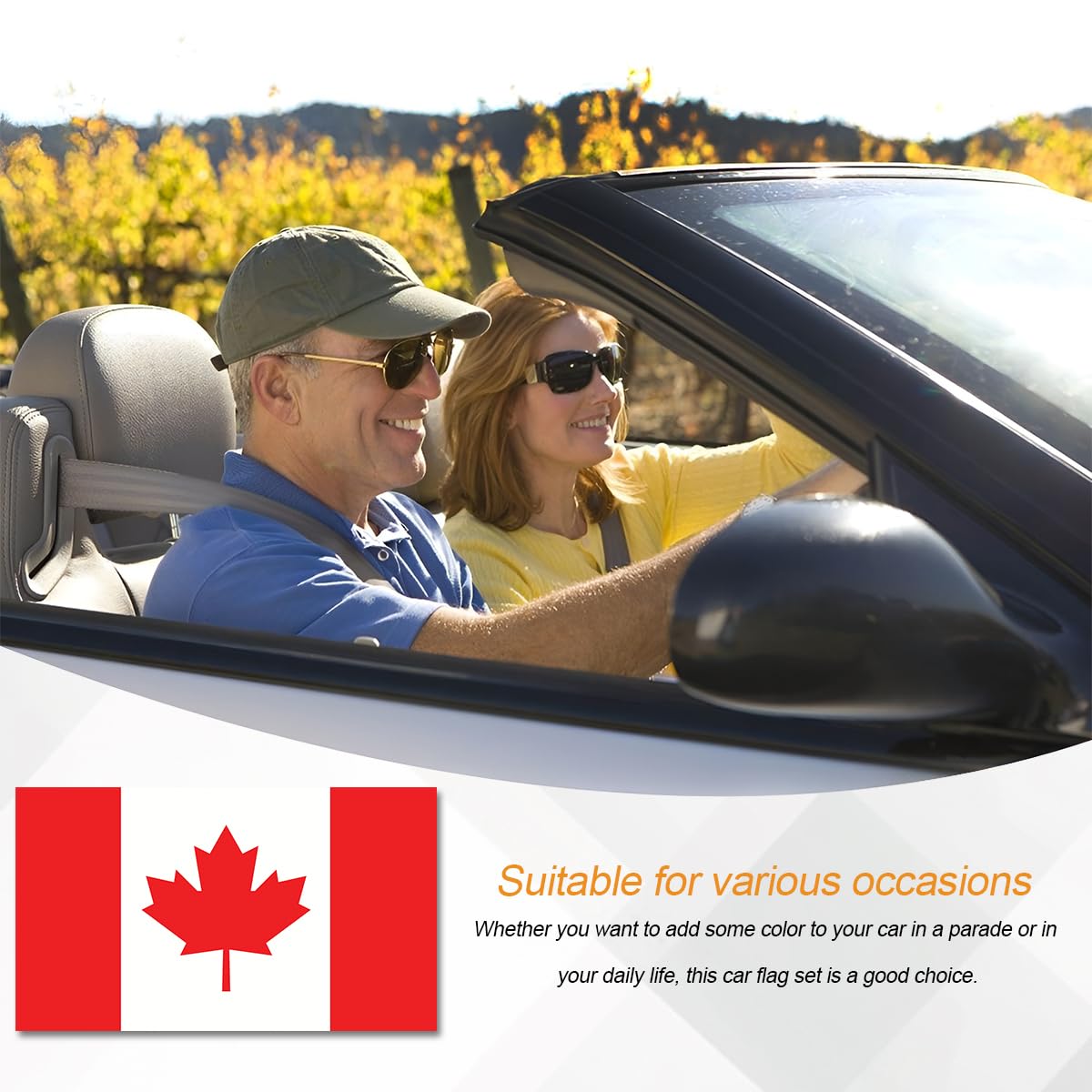 TNAIYH Canada Flag Car Hood Cover 63x47 Elastic Fabrics Vehicle Country Flag Bonnet Banner Weatherproof Automotive Exterior Decoration — view 5