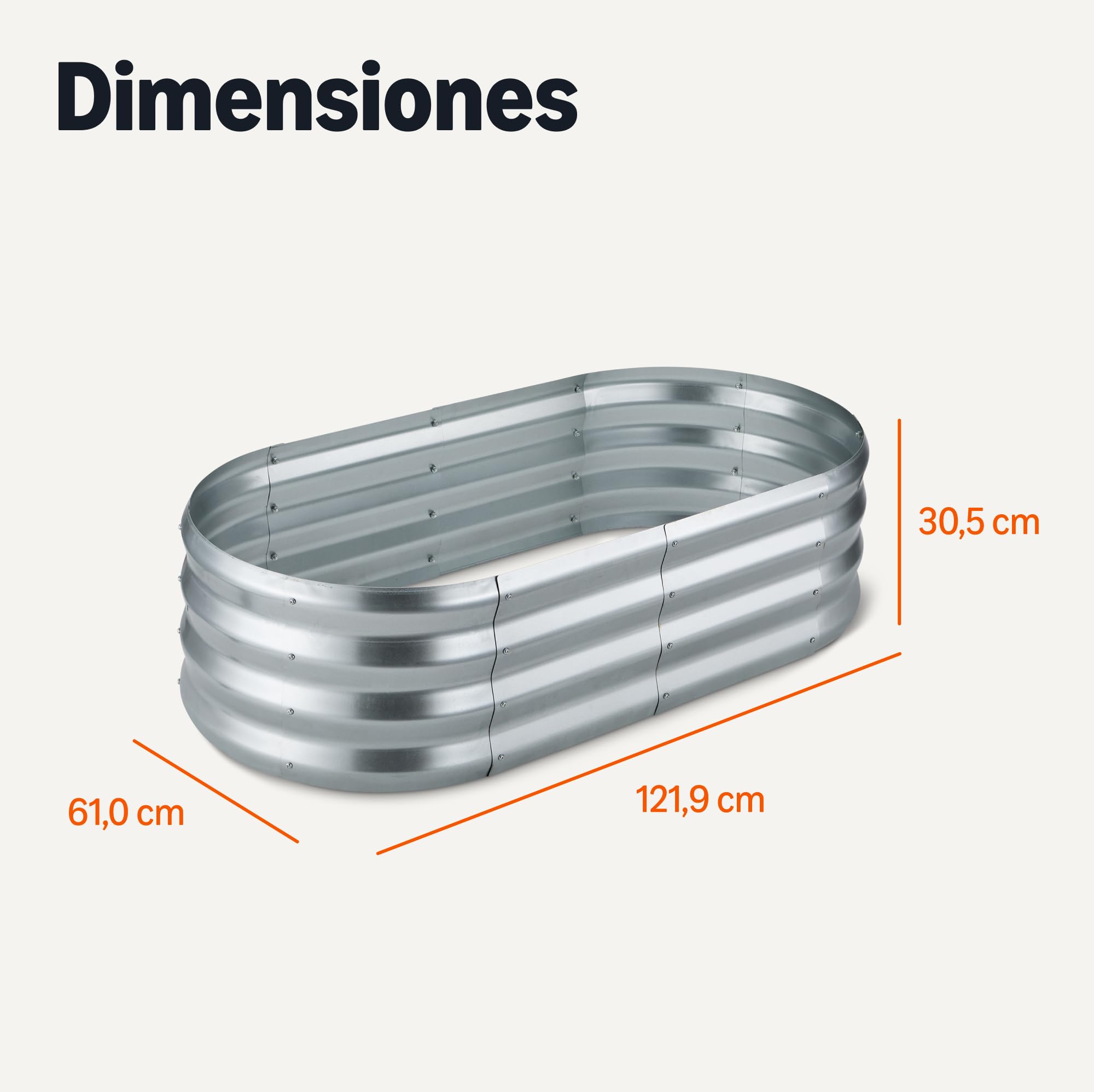 Amazon Basics Huerta Elevada, Acero Galvanizado, 121,8 x 61 x 31,2cm, Paquete de 1, Plata