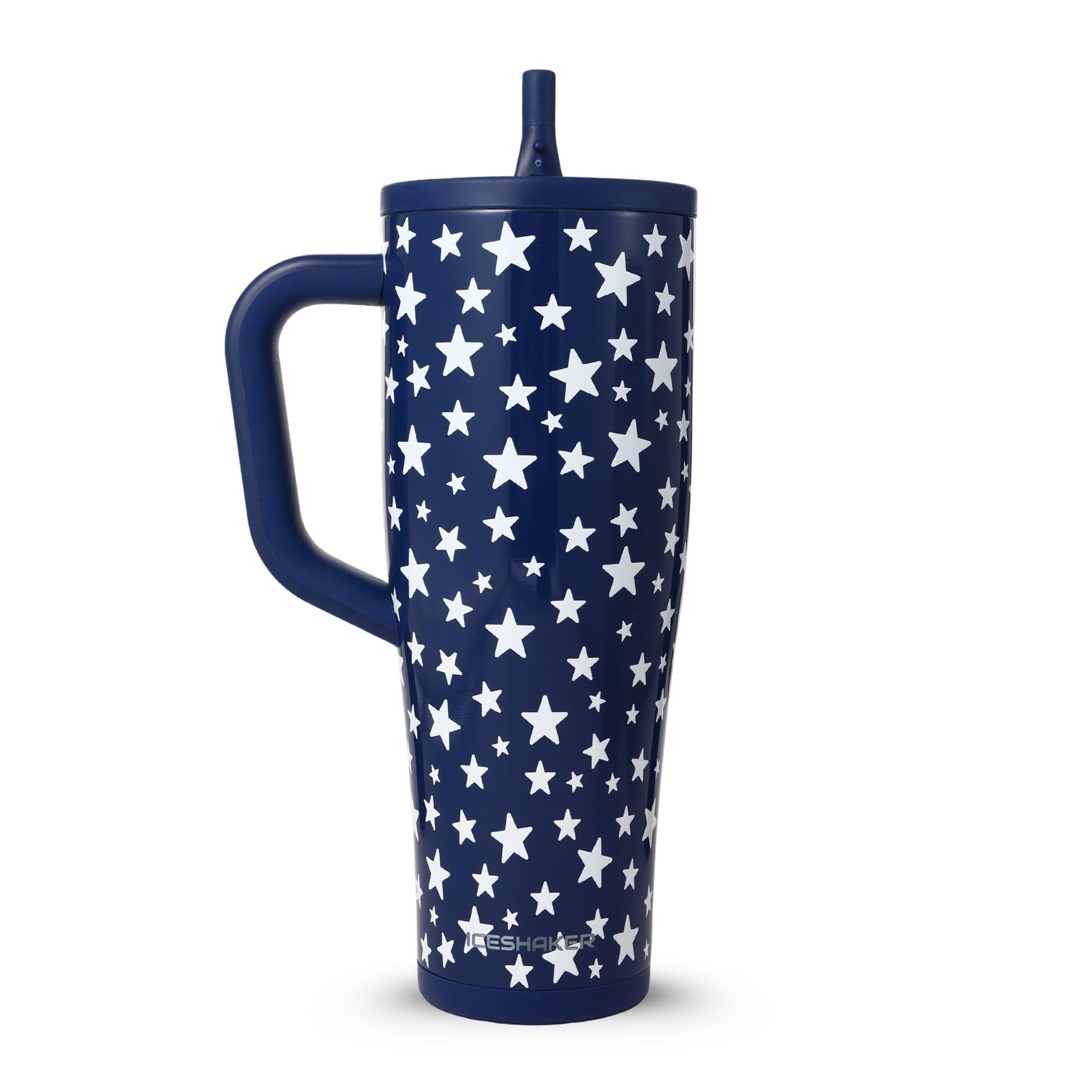 Ice Shaker 40 oz Tumbler with Handle and Straw | 40oz Star Spangled | Cold for 30+ Hours | 2-in-1 Tumbler Shaker Bottle | Odor-Free 40 ounce Bottle for Water, Protein Shakes, Smoothies, Cocktails
