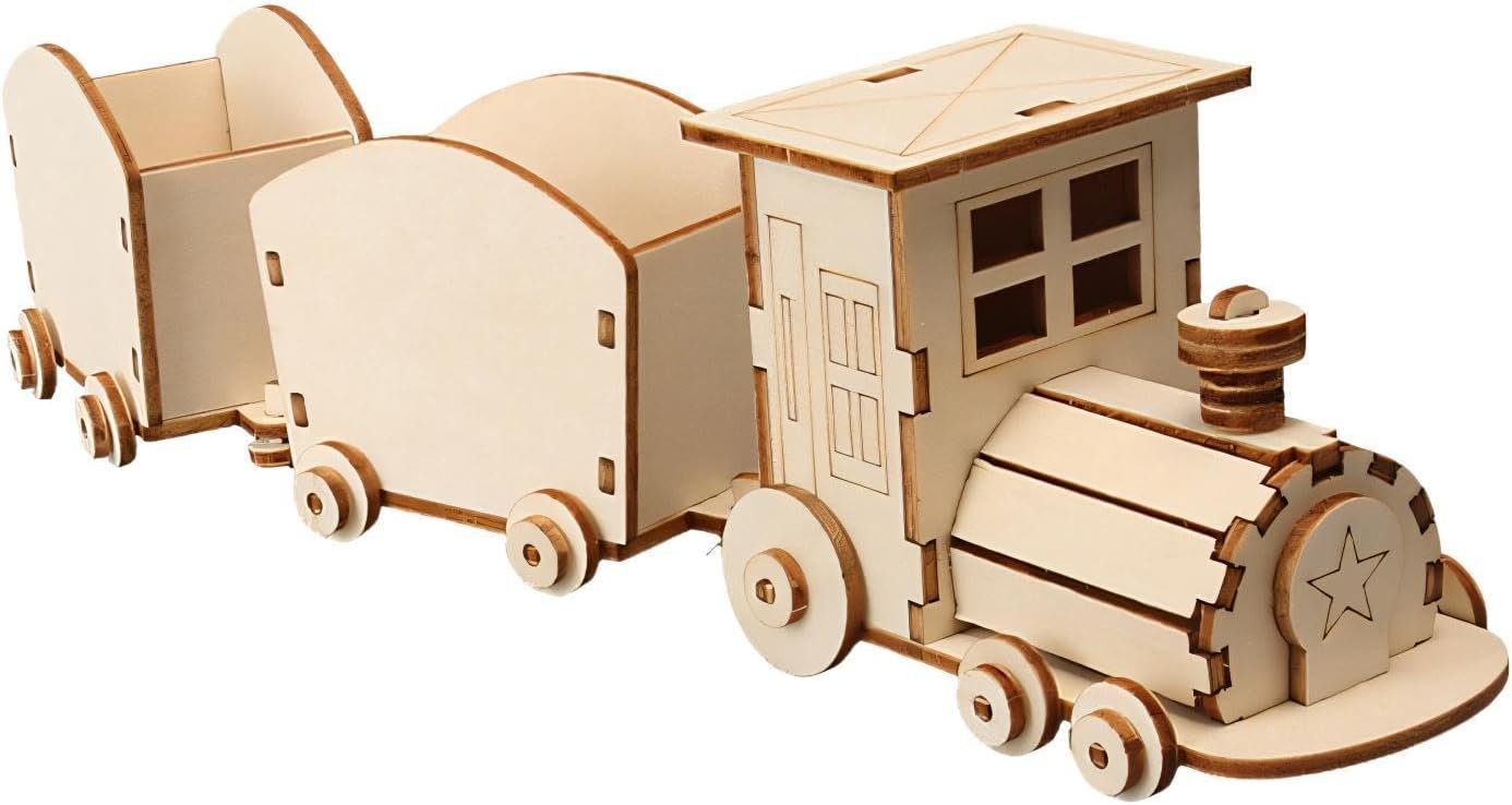 DIY Wooden Train Model Kit, DIY Science Experiments Kit Compact Kids Craft Preschool Learning Toy Educational Teaching Model