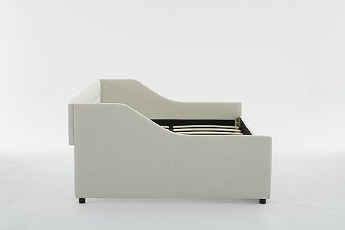 Miniatura 4 de Rosevera Adrie Linen - Sofá cama individual tapizado con nido y marco de sofá con botones copetudos, para sala de estar, dormitorio, habitación de