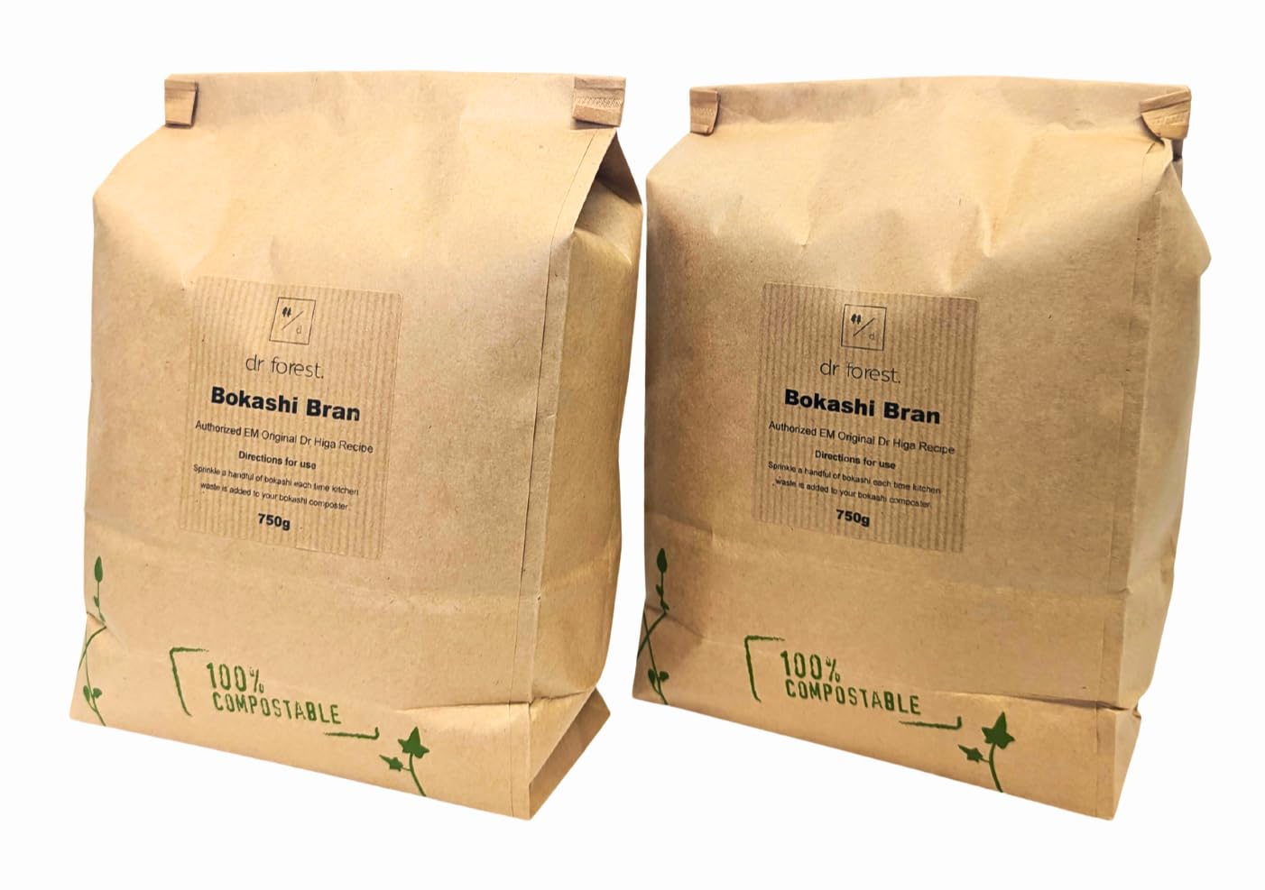 Dr Forest Bokashi Bran 1.5kg | Dr Higa's Original EM-1 Compost Activator | 100% Compostable Plastic-Free Packaging | Indoor Kitchen Composting for Food Waste, Meat and Dairy