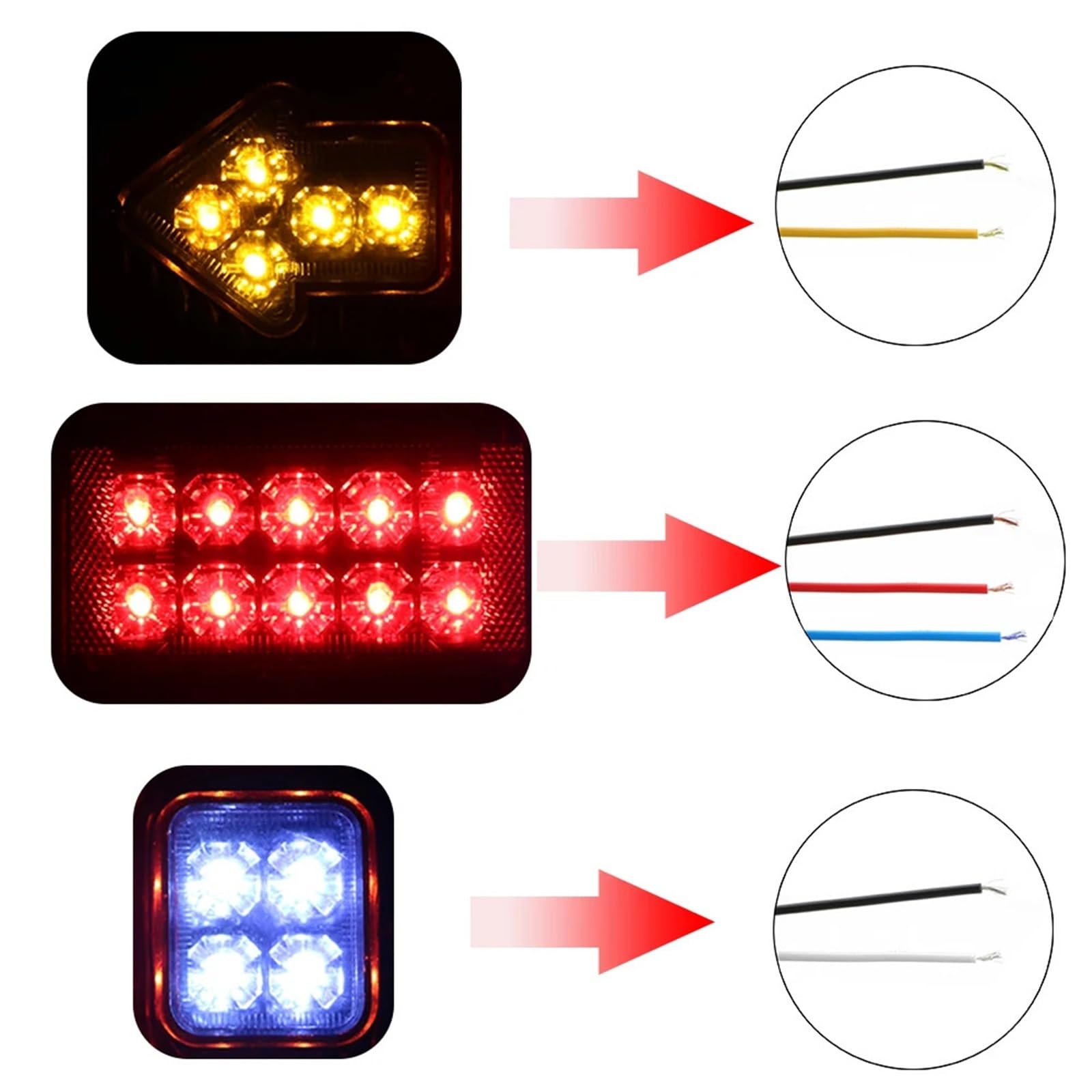 Halogen światła Tylne światła LED, montaż świateł samochodowych, światła stopu do przyczep, ciężarówek, łodzi, ciężarówek, świateł cofania 12 V 24 V(12V)