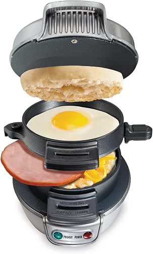 Hamilton Beach Breakfast Sandwich Maker with Egg Cooker Ring, Customize