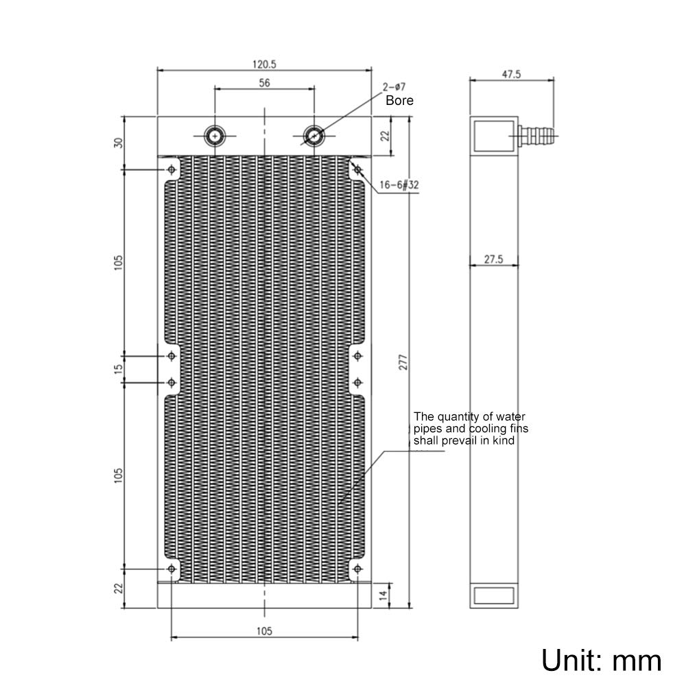 Clyxgs Chłodzenie wody, 12-rurowy aluminiowy wymiennik ciepła z wentylatorem do komputera PC CPU system chłodzenia wody DC 12 V 240 mm