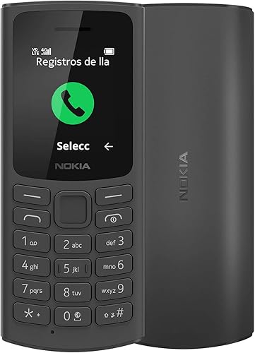 Nokia 105 4G Teléfono móvil desbloqueado GSM Volte Negro Versión internacional No compatible con AT&TCricketVerizon