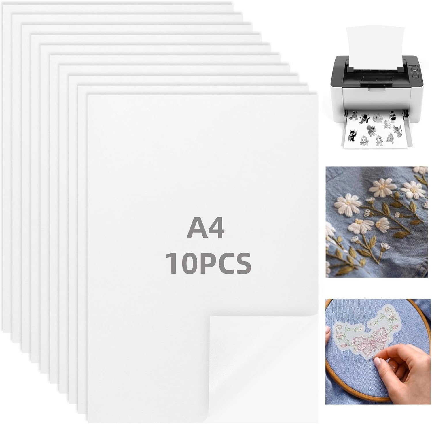Stabilizzatore Ricamo Idrosolubile Autoadesivo - 8 Fogli A4 (29.7x21cm) Per Ricamo A Mano E Macchina - Foto 9