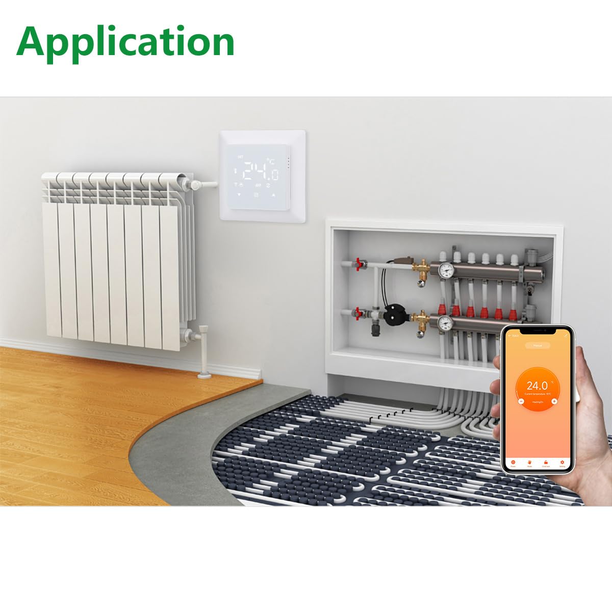 Wengart Thermostat Wi-FI WG511, Modes Chaud et Froid, détection d'ouverture de fenêtre réglable, Compatible Alexa et Google Home, AC230 V 3 A 2,4 GHz, Fonctionne pour Le Chauffage au Sol à Eau