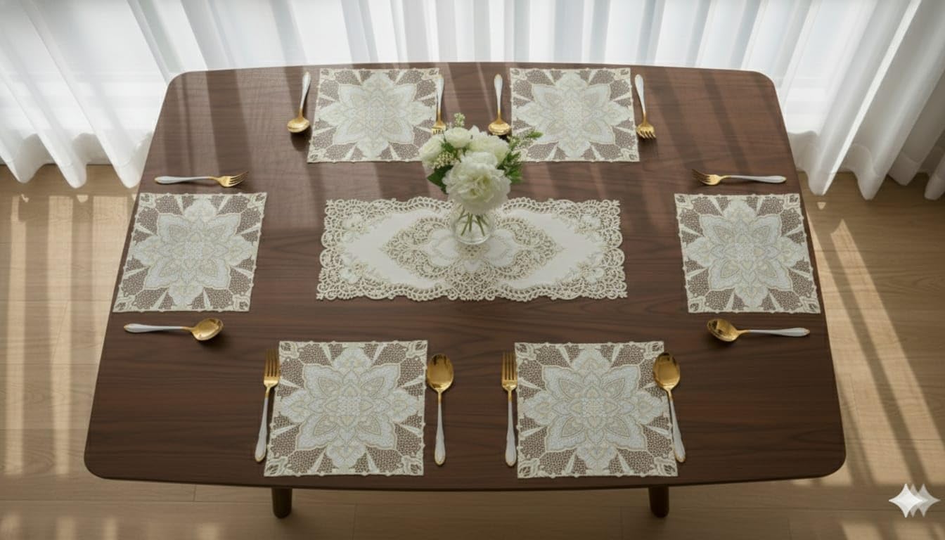 Dining Table Mat & Runner Set - Elegant Table Protection -8
