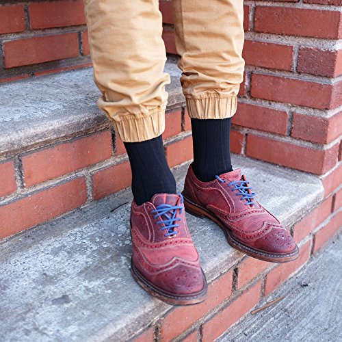 Falari Men Ribbed Black Dress Socks Crew Length4