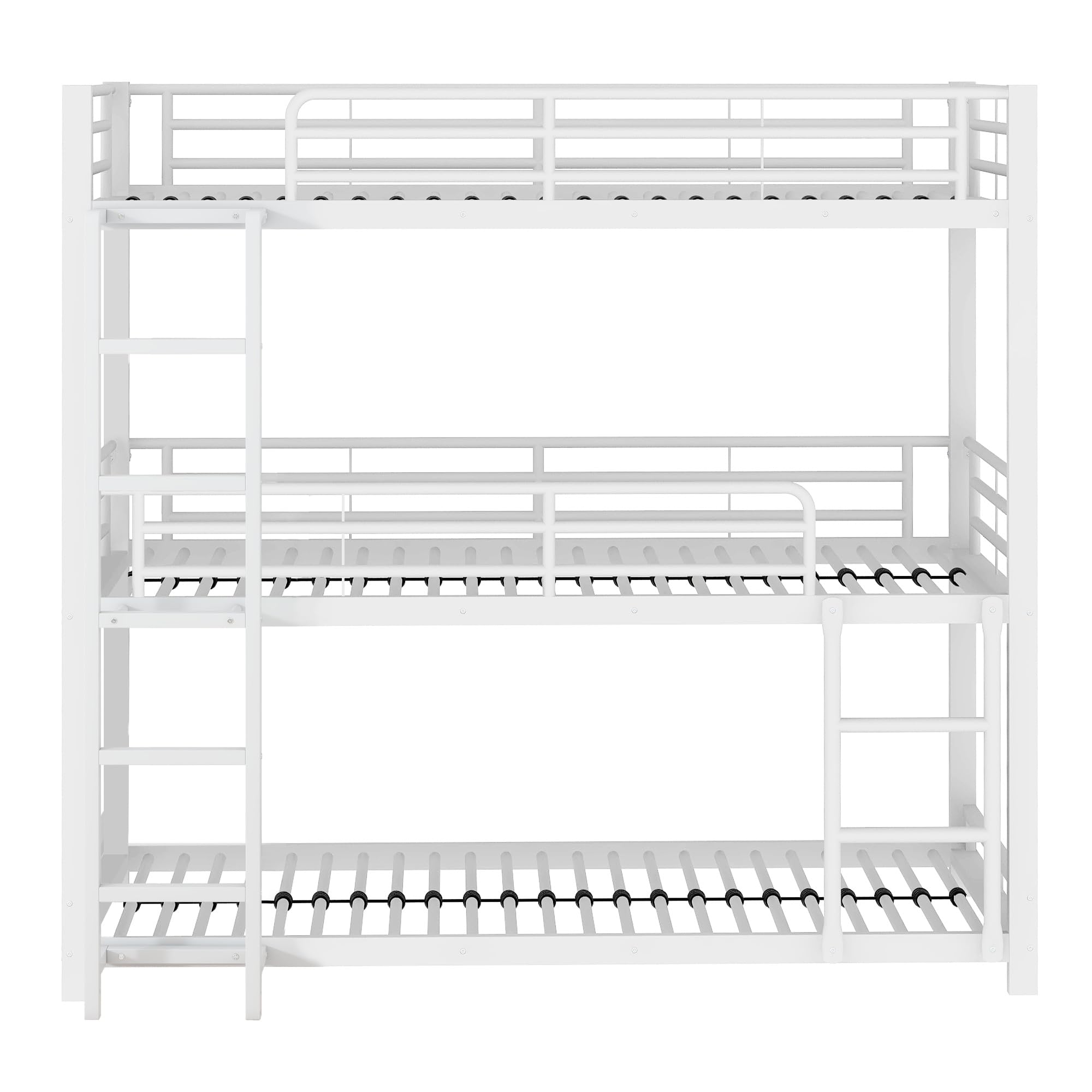 90 x 200 cm, struttura letto in metallo, letto a castello, letto a castello, letto a tre piani per bambini, ragazzi e adulti, nero (bianco)