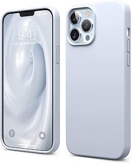 elago Compatible with iPhone 13 Pro Max Case, Liquid Silicone Case, Full Body Screen Camera Protective Cover, Shockproof, Slim Phone Case, Anti-Scratch Soft Microfiber Lining, 6.7 inch (Light Blue)