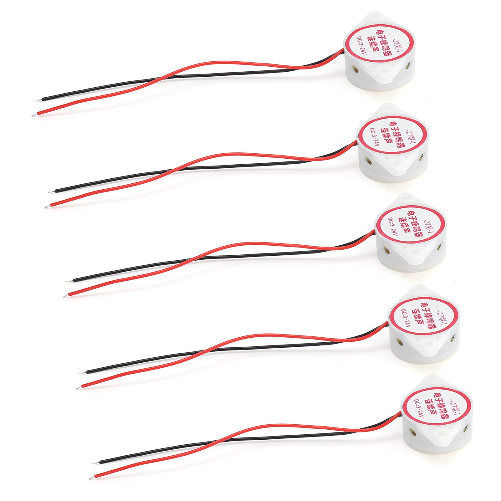 Pack of 5 Alarm Buzzer Continuous Piezo Active High Decibel Sounder 95dB DC324V (White)