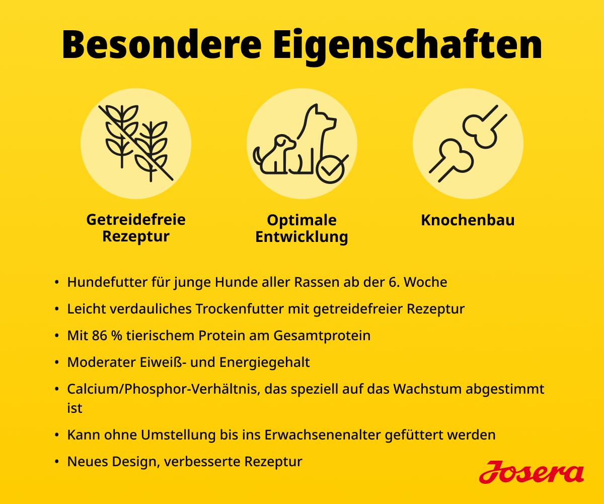 JOSERA YoungStar (1 x 12,5 kg) | Junior | Premium Trockenfutter mit Huhn & Kartoffel für wachsende Hunde mittlerer & großer Rassen | Welpenfutter zur optimalen Versorgung | getreidefrei | 1er Pack