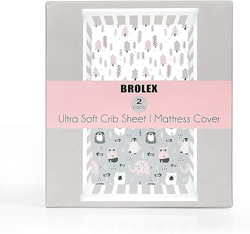 Miniatura 2 de BROLEX Sábanas bajeras para cuna para bebé Juego de 2 para colchón de cuna de tamaño estándar para niños y niñas - Sábanas de punto jersey para cuna