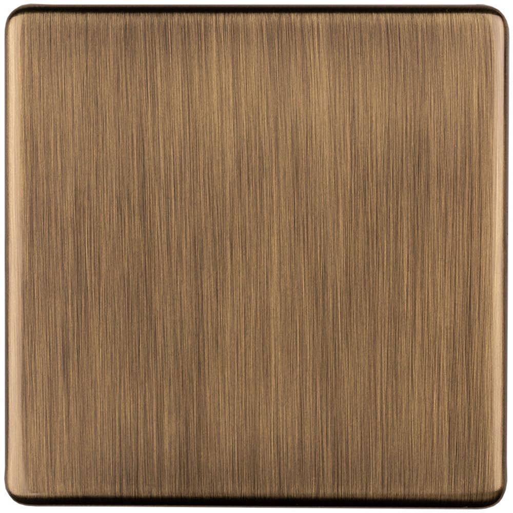 Loops Single Screwless Antique Brass Blanking Plate Round Edged Wall Box Hole Cover from B&Q
