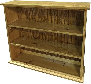 Sawdust City Solid Wood Hall Bookcase Butternut Stain | 36" W x 10" D x 32" H, Three Openings, Ships in 3 Pieces, Assembly Required