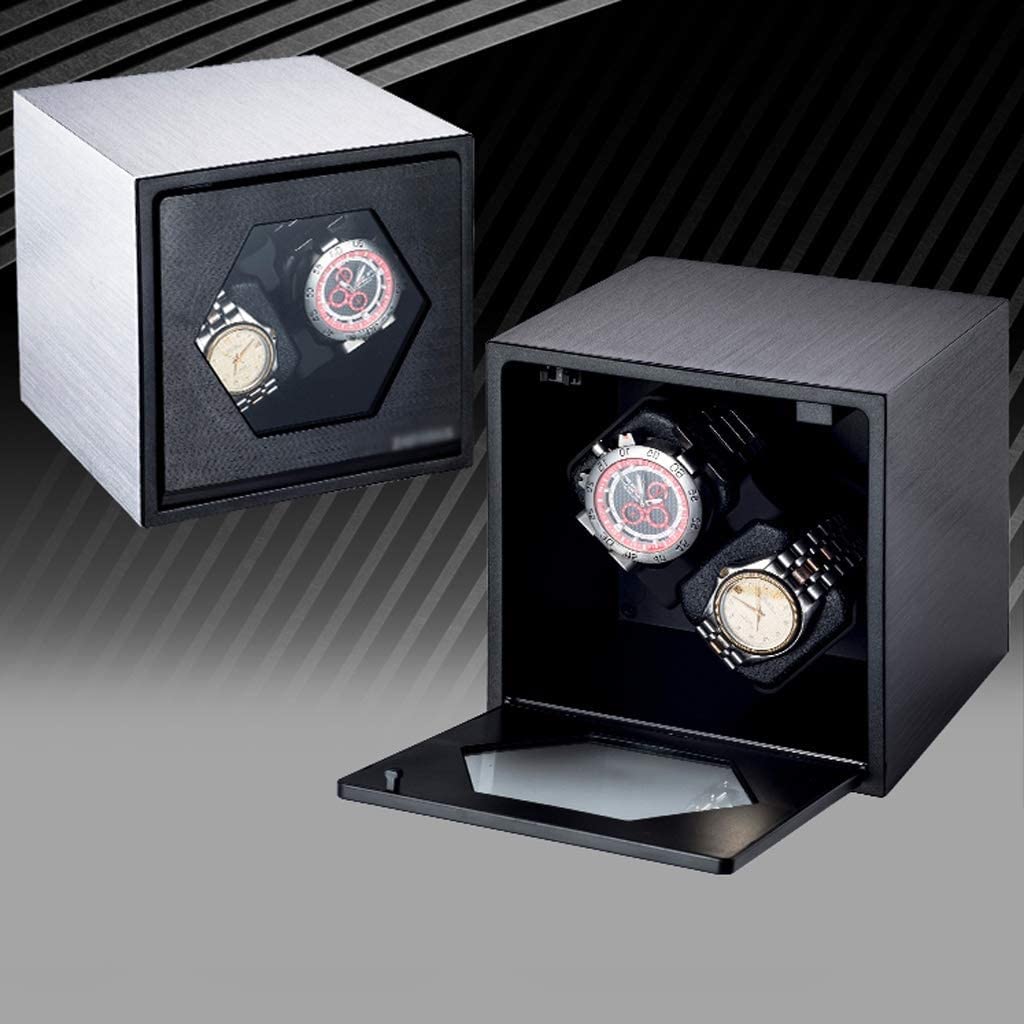 Edel Uhrenbox Uhrenkasten Automatische Uhrenbewegerbox for 2 mechanische Armbanduhrenbeweger Aufbewahrungsbox Display Herren Modern Uhrenetui(F)