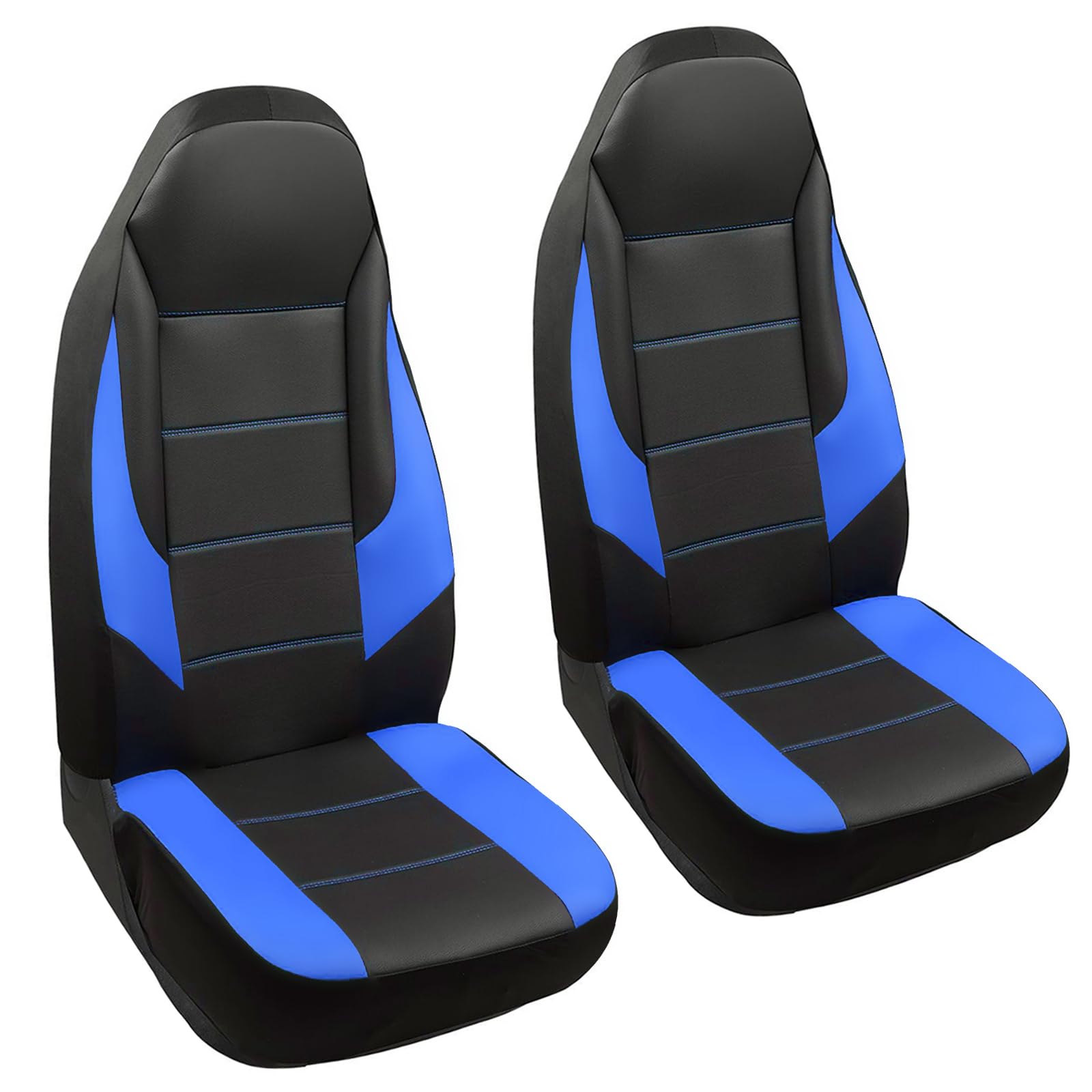GIANT PANDA Front Car Seat Cover for Jeep Wrangler TJ (1997-2006),Faux Leather Bucket Seat Covers Custom Fit Jeep Accessories (Blue+Black) 2-Pack