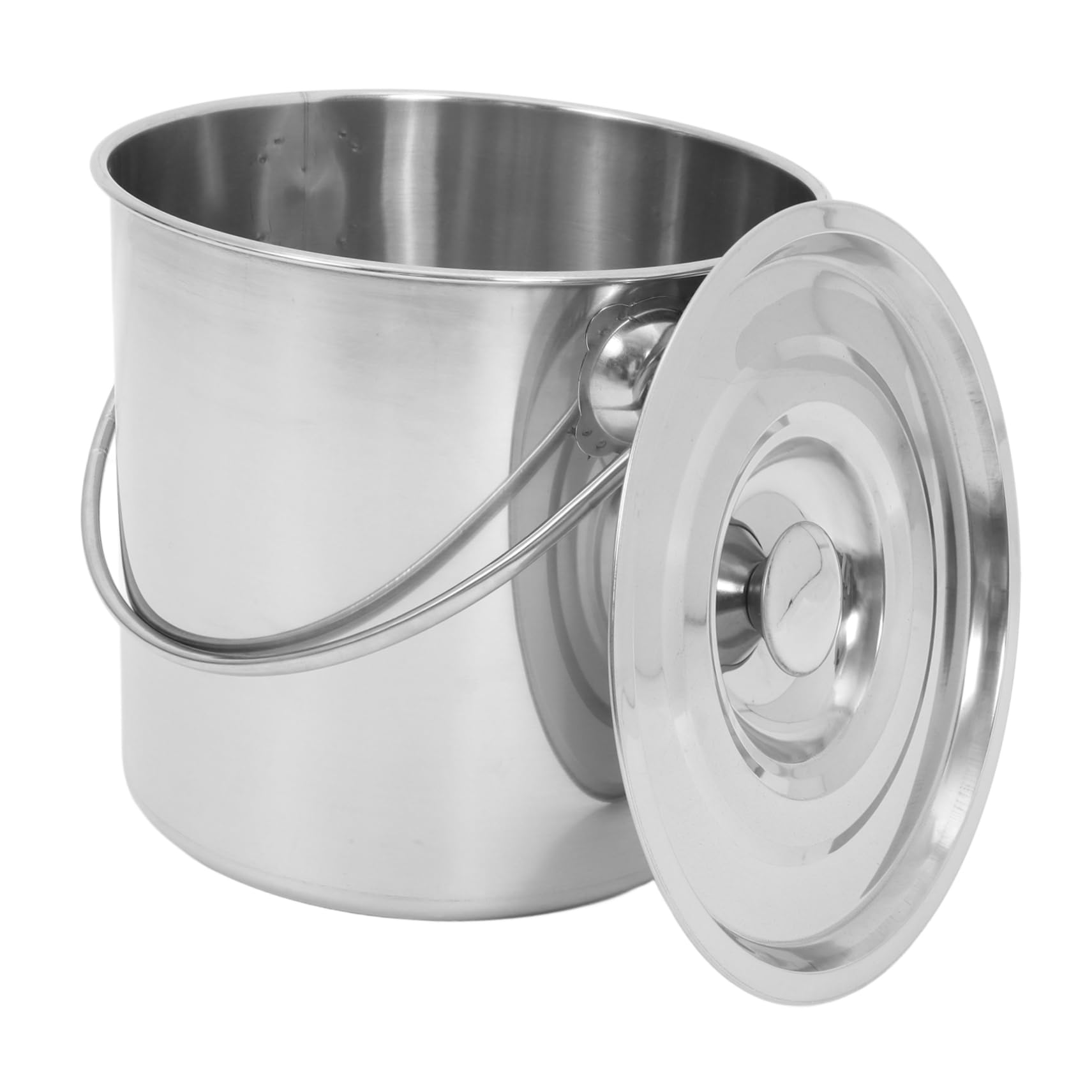 Cabilock Milcheimer Vielseitig Einsetzbar Edelstahl Großer Fassungsvermögen mit Deckel und Griff in Silber für Milch und Andere Flüssigkeiten für Bauernhof und Outdoor