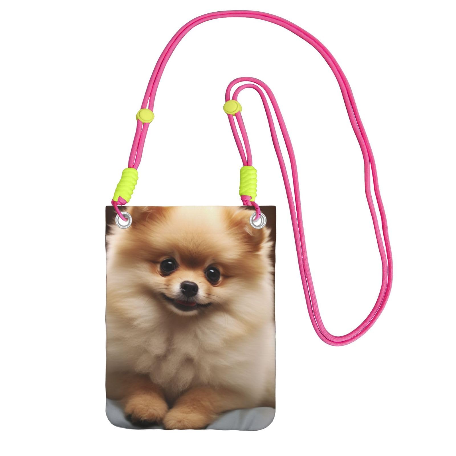Pochette téléphone femme fuchsia avec bandoulière et motif chien - 8