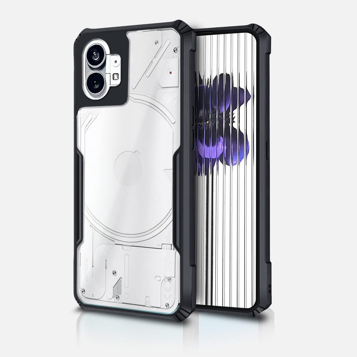 Amazon Basics Back Cover for Nothing Phone 1 | Crystal Clear Transparent Back | Ultra Hyrbid | Full Camera Protection | Raised Edge | Bumper Cover (Black)