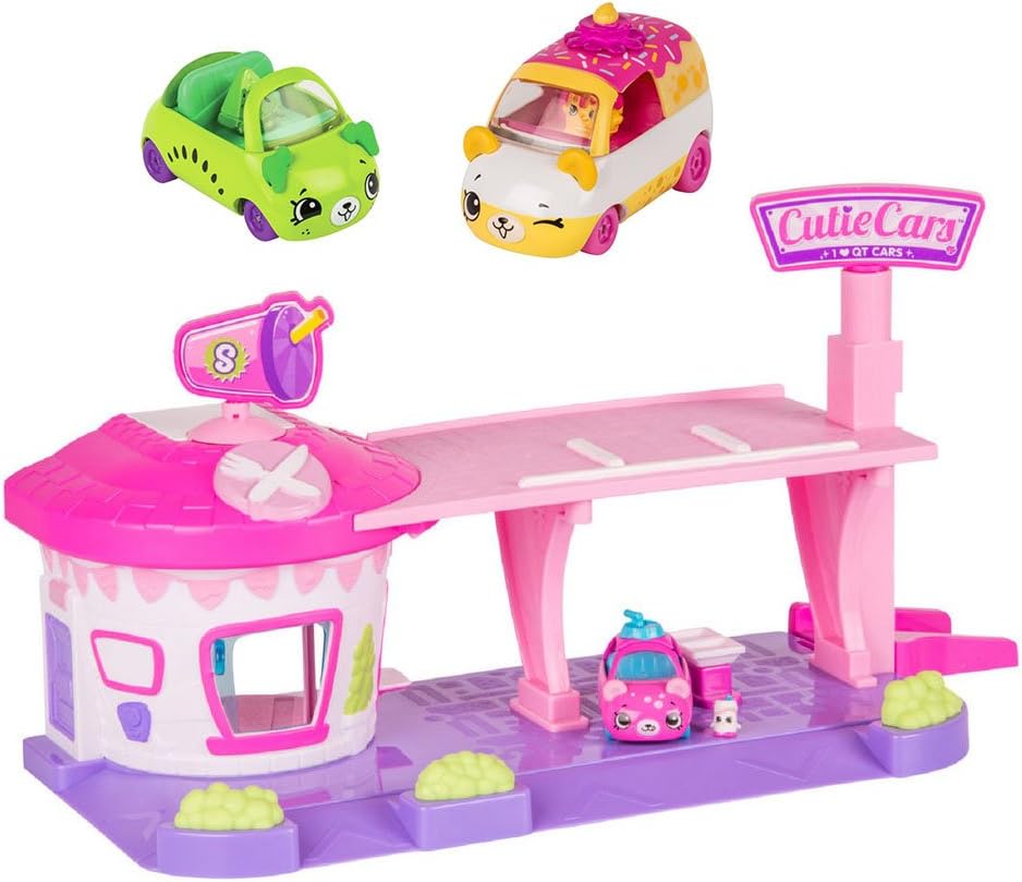 Shopkins New Exclusive Bundle - Series 1 Cutie Cars Drive Thru Diner Playset - With Two Extra Cars And Mini Shopkins