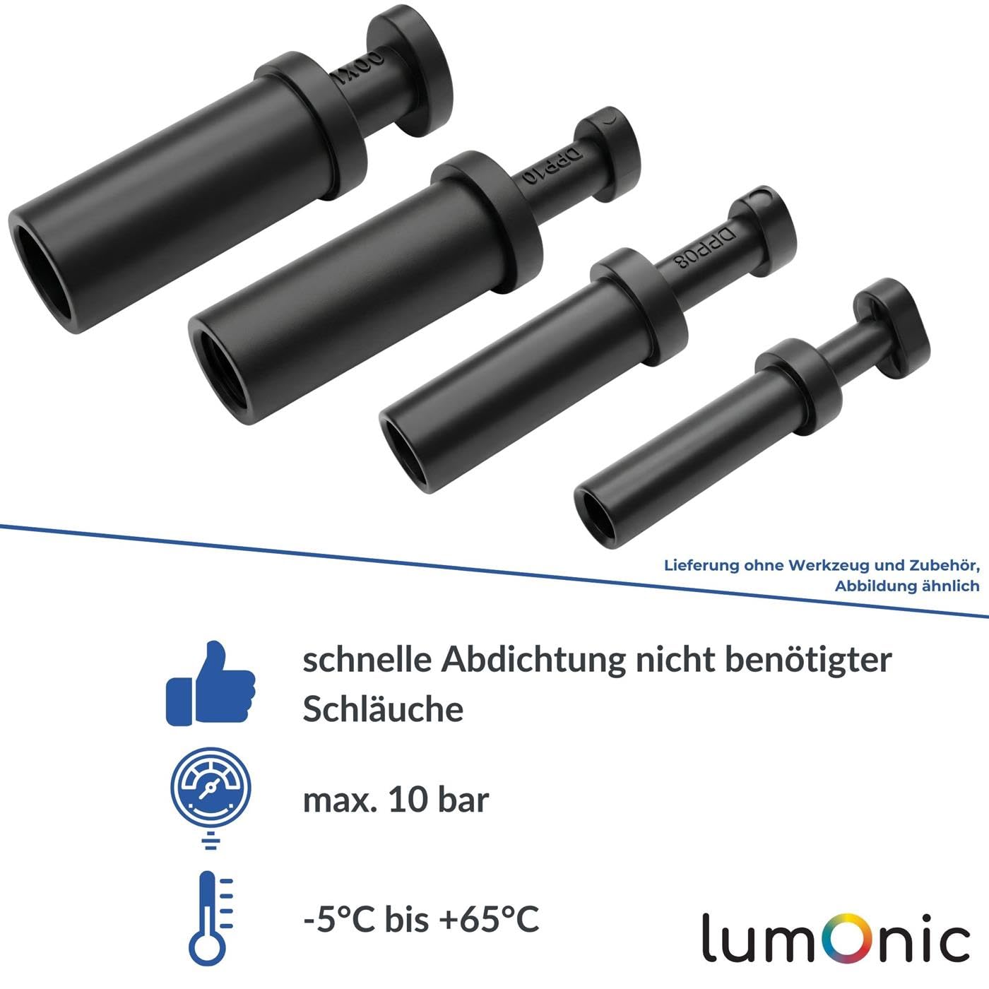 5 Tappi Di Tenuta In PU Per Tubi Da 10 Mm – Connettori A Spina Per Aria Compressa E Pneumatica, Pressione Max 10 Bar, Resistenza -5°C A 65°C