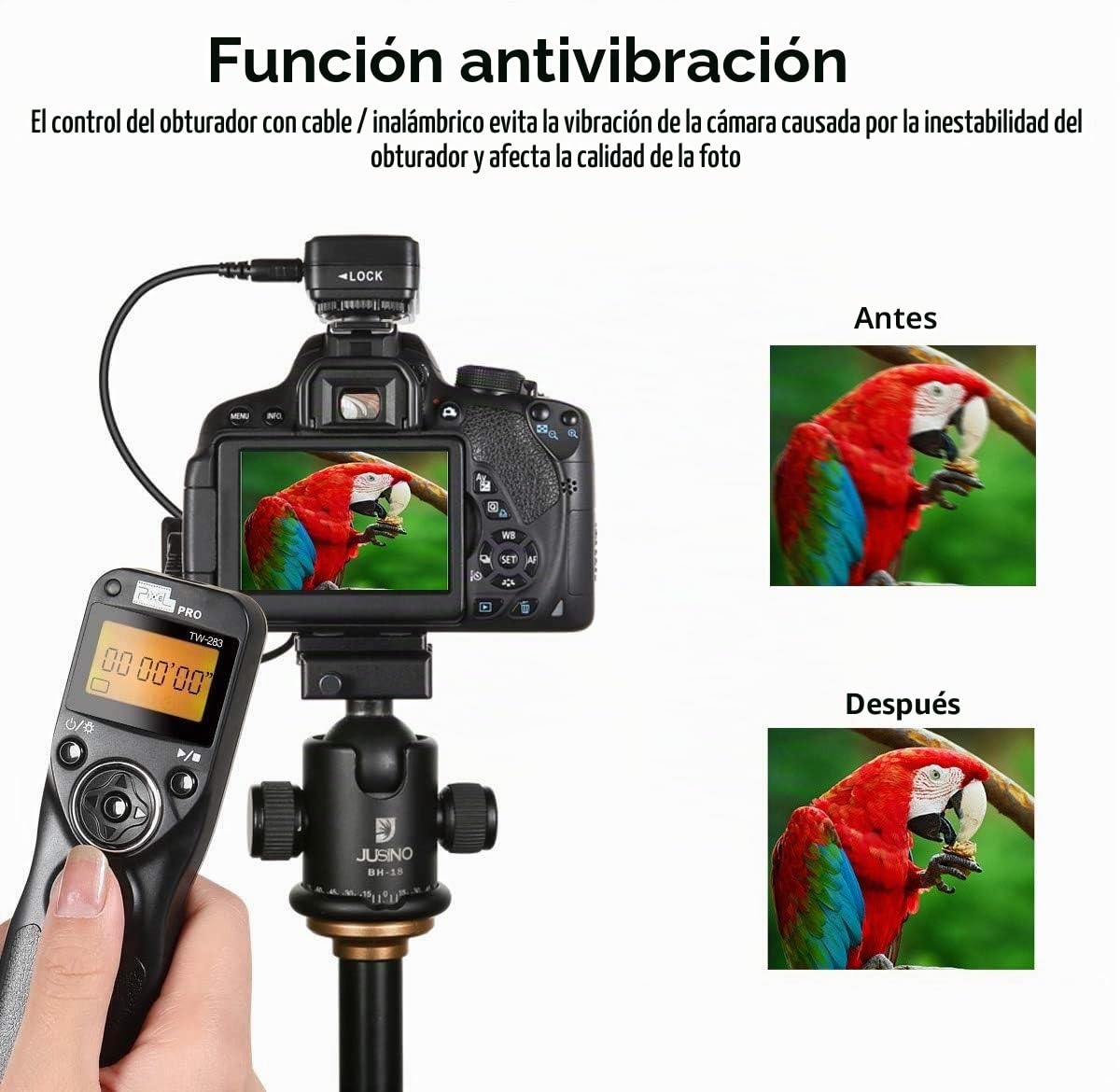 Pixel Cámara Mando a Distancia Temporizador TW-283 DC0 para Nikon | Compatible con Nikon Z8 Z9 D3 D4 D5 D6 D800 D850 D800E D810 D810A D700 D500 D300 D200 F6 F100F5 F90X F90 D1X D2H D3X
