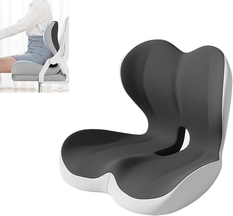 Seat Cushion for Long Sitting Office Worker, Memory Foam Chair Cushion for Car, Truck & Office Seat L-Shaped Ergonomic Design(Blac